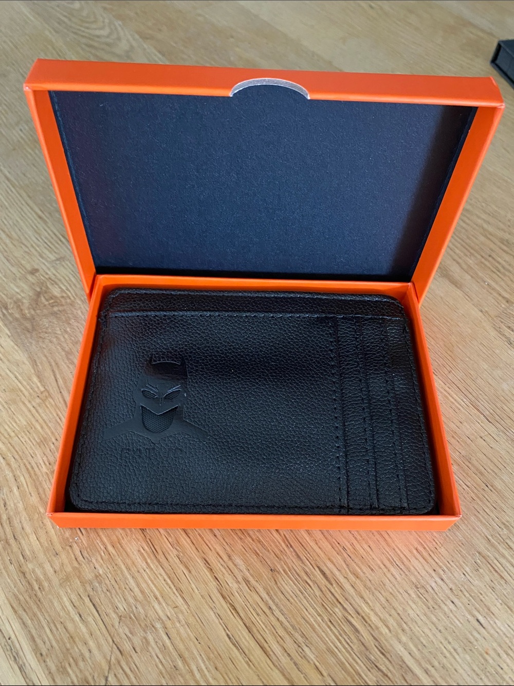 Leather Bat Card Holder Wallet - Black